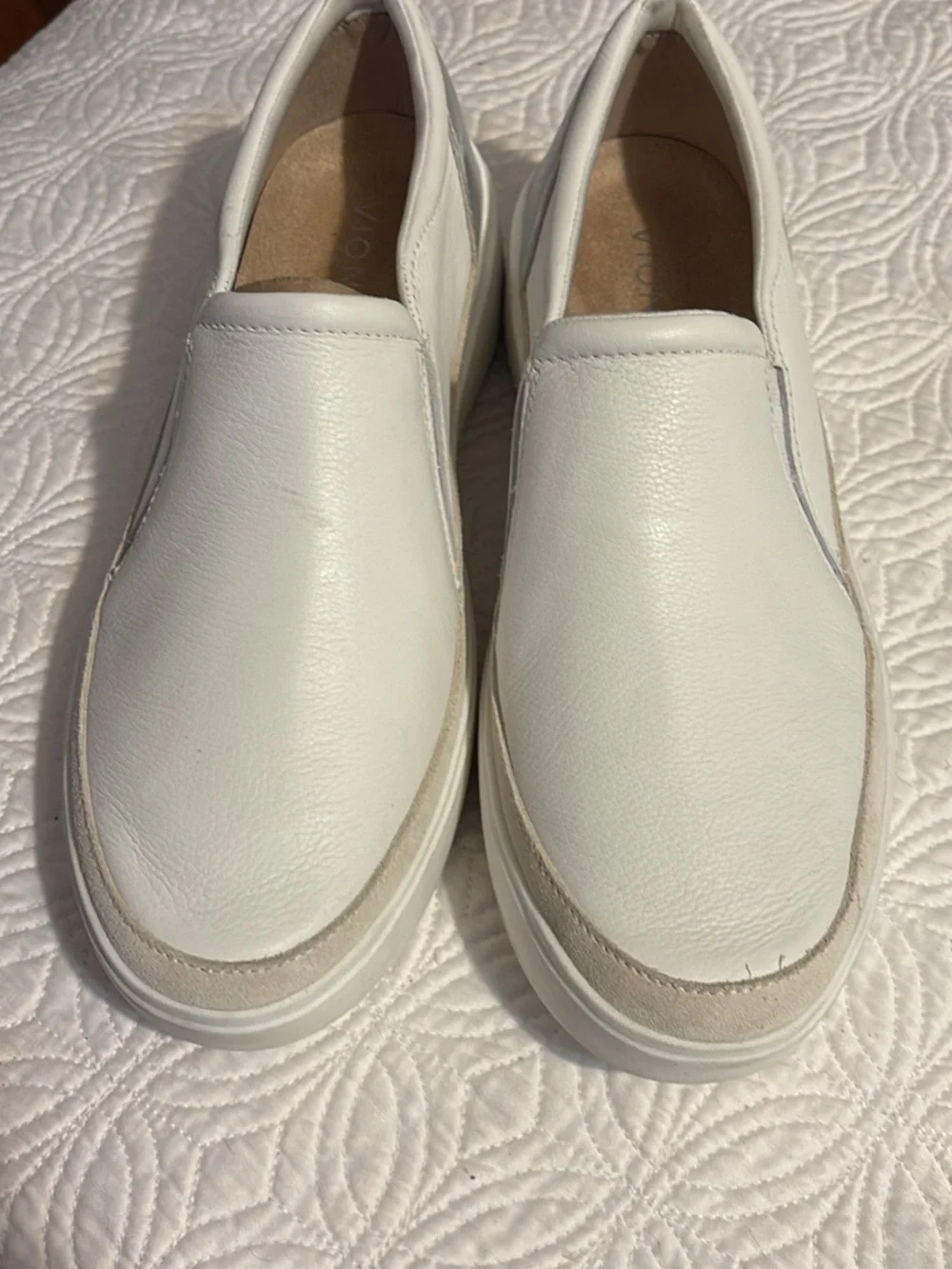 belk White and Gray Slip-On Platform Mule